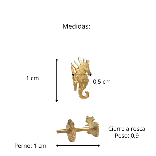 Producto - Aros Caballito de Mar Oro 18kt Cierre a Rosca - 5