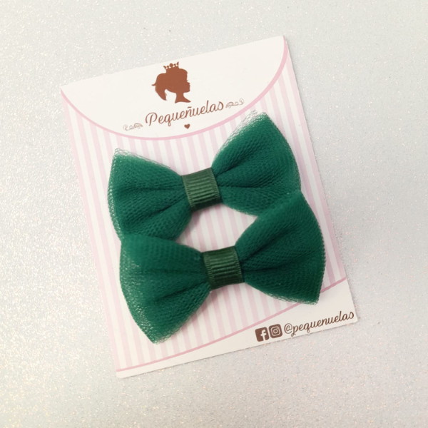 Mini moños tul verde musgo