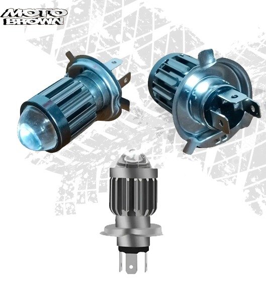 Producto - Lampara Led H4 con Lupa para Moto alta y baja Blanca