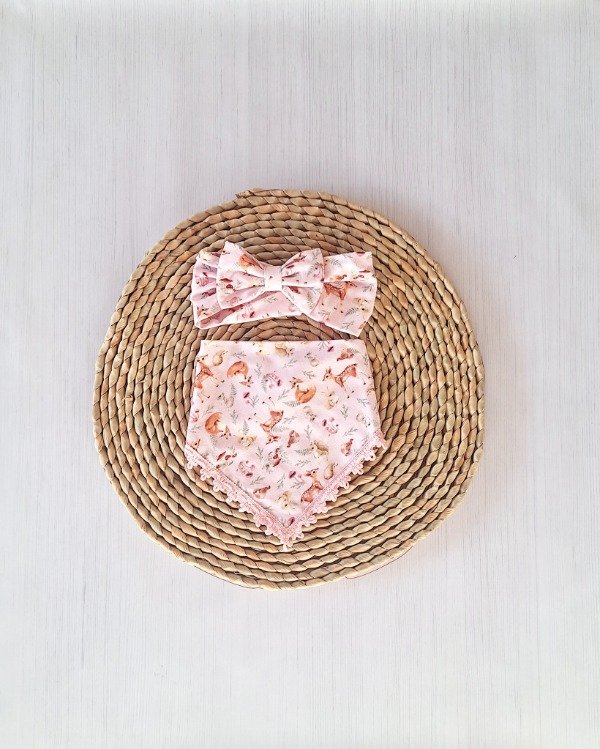 Producto - Babero Bandana + Vincha Bambi Rosa