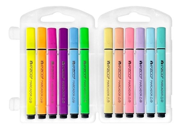 Producto - Marcador Ezco Triangular X 12 Neon + Pastel - 3