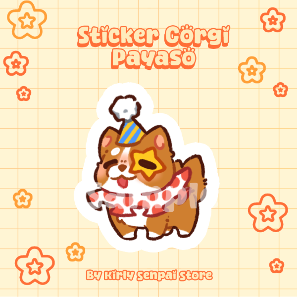 Producto - Sticker Corgi Payaso
