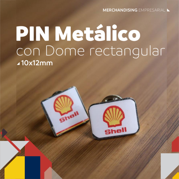 Producto - Pin Metalico con Dome rectangular 10x12 mm