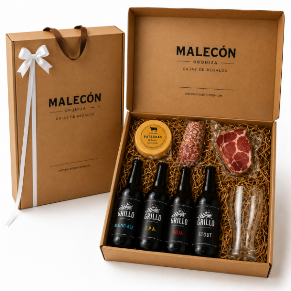 Producto - Caja Regalo Premium 4 Cervezas Artesanales Grillo + Copa Tulipa + Picada Gourmet - 2