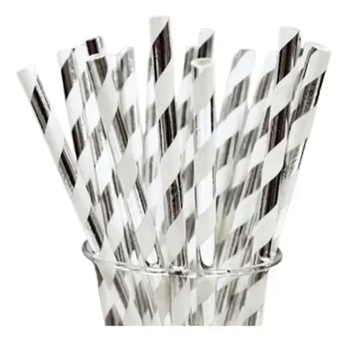 Producto - MAXI SORBETES DE POLIPAPEL PLATEADOS x 12 UNIDADES