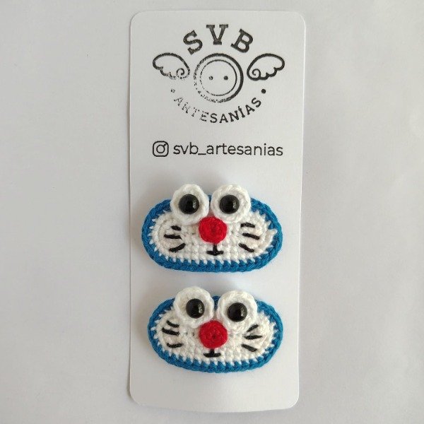 Producto - Hebillas para el pelo de Doraemon tejida crochet
