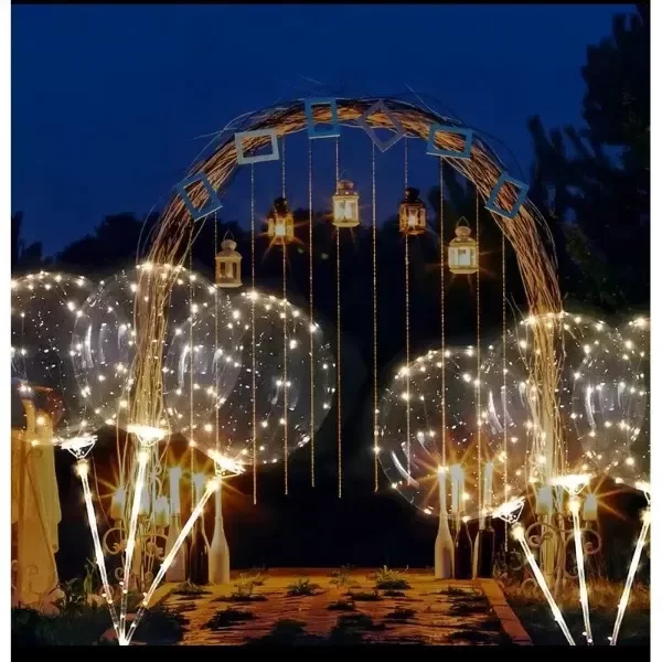 Producto - SET GLOBO BURBUJA 20CM CON PALITO PORTA GLOBO 60CM X1U -