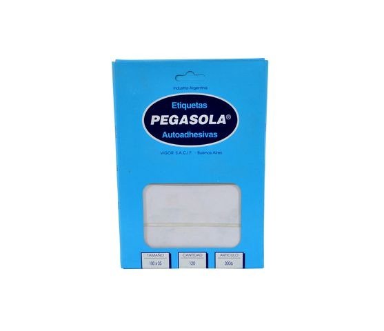 Producto - ETIQUETA AUTOADHESIVA BLANCA 100X35MM CAJA 4 UNIDADES X30 HOJAS PEGASOLA
