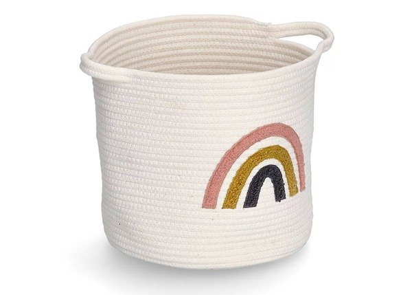 Producto - CANASTO COLOR BLANCO CON ARCOIRIS