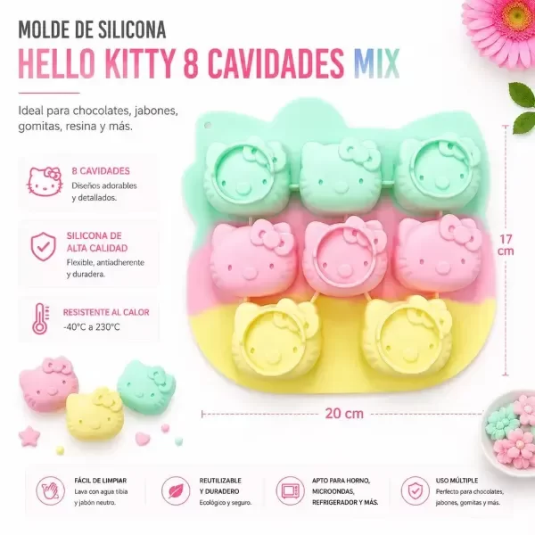 Producto - Molde Hello kitty x8 caviades MV133