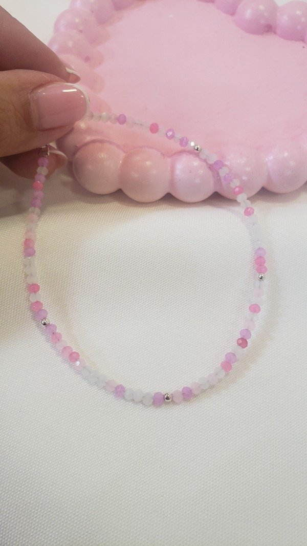 Producto - Tobillera plata piedritas