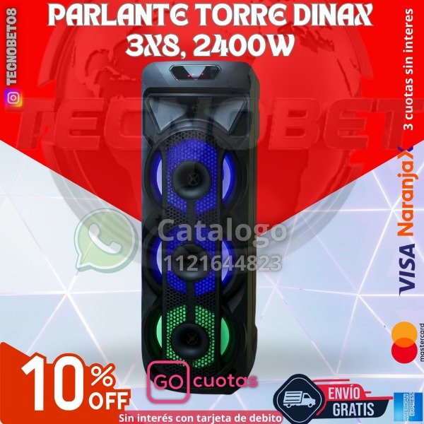 Producto - PARLANTE TORRE DINAX 3X8, 2400W