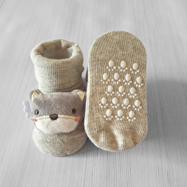 Producto - Media Antideslizante Zorrito Gris