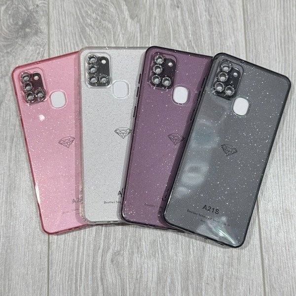 Producto - FUNDA TRANSPARENTE BRILLOS C/ CÁMARA BRILLANTINA A21S