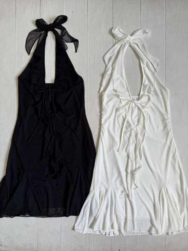 Producto - [7921] Vestido p/atar pecho c/volados tul liso