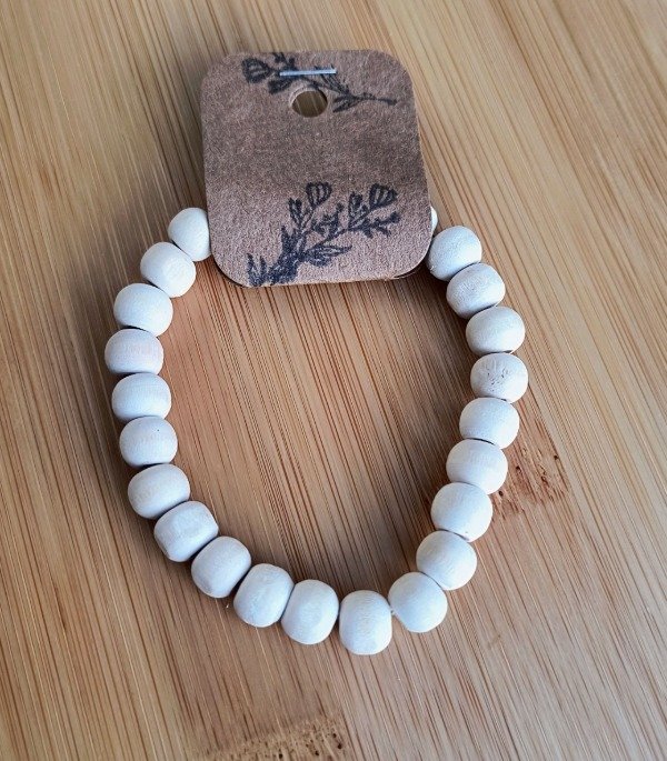 Producto - Pulsera de madera clásica blanca