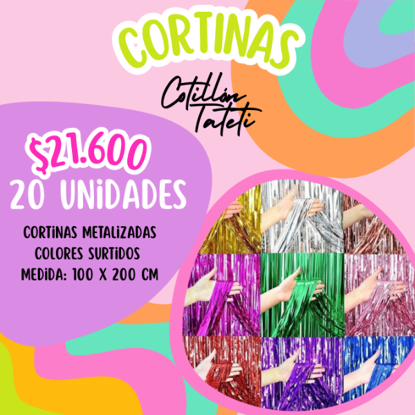 Producto - PROMO CORTINAS METALIZADAS - 100 X 200 CM - 20 UNIDADES