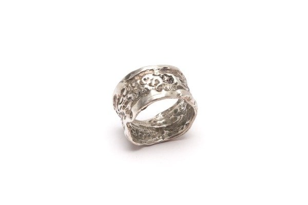 Producto - Anillo cinta textura de 1 cm/Plata 925