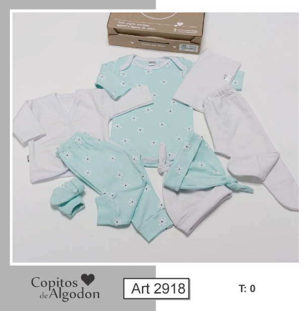 Producto - Baby box 8 piezas- margaritas verde