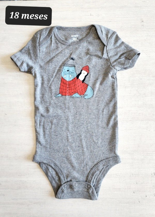 Producto - Body manga corta carters talle 18 meses gris foca