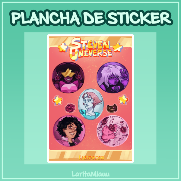 Producto - Plancha de Stickers de Steven Universe Crystal Gems