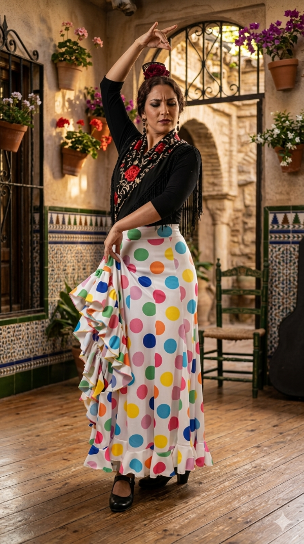 Producto - Falda Blanca Lunares multicolor Talle M
