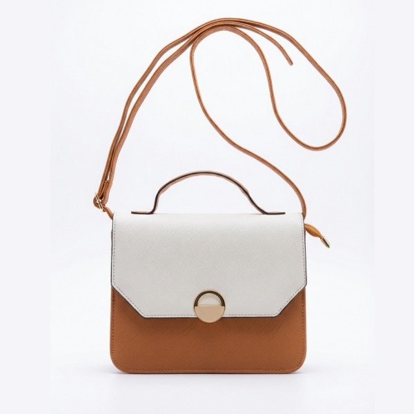 Producto - Cartera Eco Cuero - Marrón/Beige