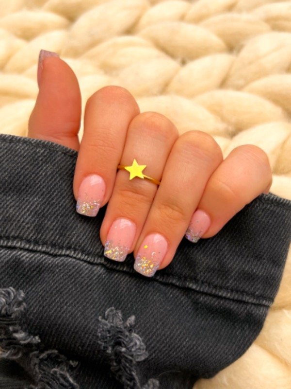 Producto - Anillo acero dorado estrella grande