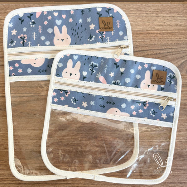 Producto - Kit x 2 bolsitas impermeables: conejitos celeste