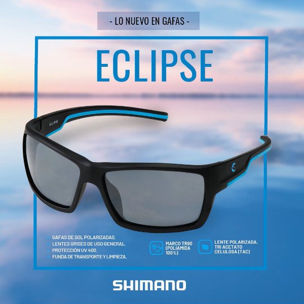 Producto - Anteojo Shimano Eclipse TR90 Polarizado Proteccion UV400 Negro con Celeste - 4