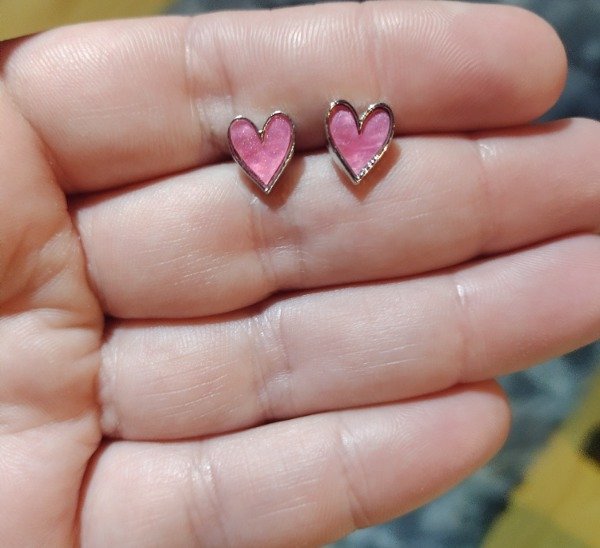 Producto - Aros pasante corazon rosa oscuro