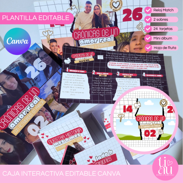 Producto - KIT CRÓNICAS DE UNA AMOR REAL PLANTILLA EDITABLE CANVA