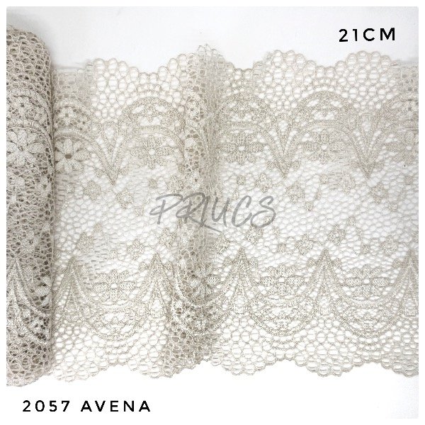 Producto - 2057 Puntilla Elastizada 21cm ancho avena