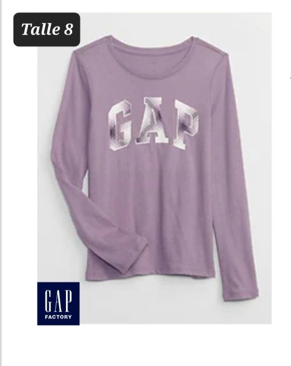 Remera manga larga gap talle 8 lila