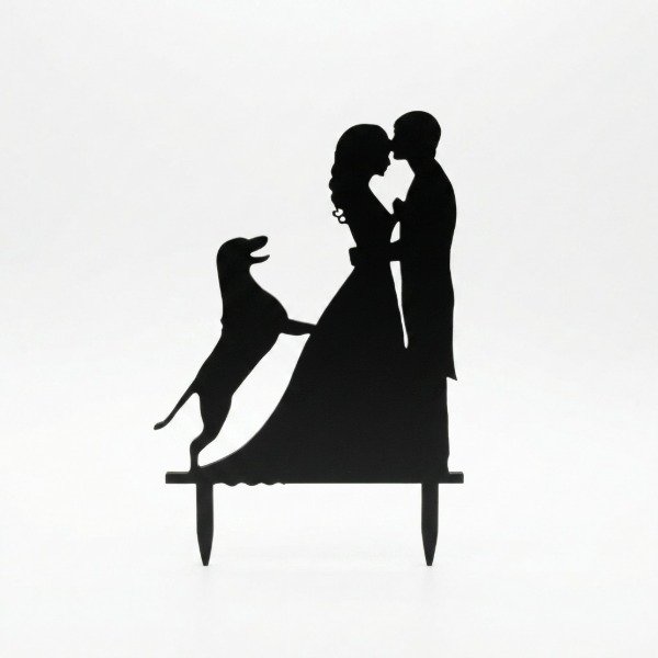 Producto - Cake topper silueta pareja con perro