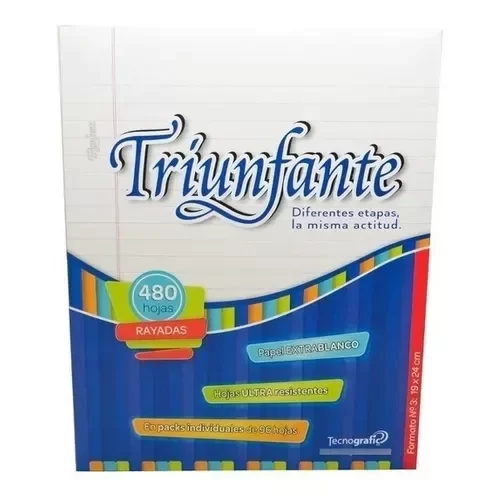 Producto - REPUESTO DE 480 HOJAS RAYADAS - TRIUNFANTE 90 GRS
