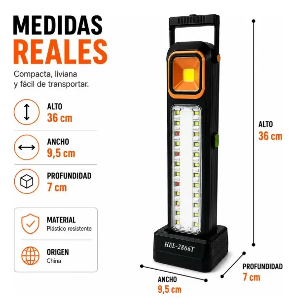 Producto - Luz De Emergencia Portátil 2 Funciones Solar - 1