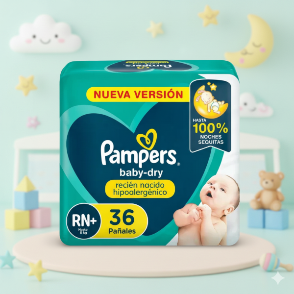 Producto - Pampers Baby Dry Hipoalergénico RN+ x36 unidades (hasta 6 kg)