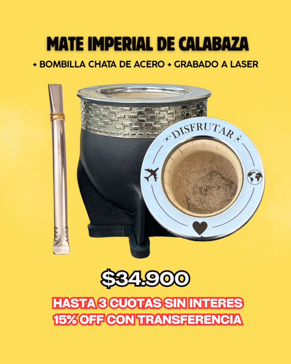 Producto - MATE IMPERIAL DE CALABAZA PERSONALIZADO + BOMBILLA CHATA