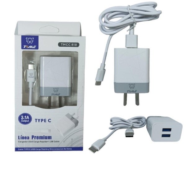 Producto - Cargador Time tipo C con 2 USB de 3.1A