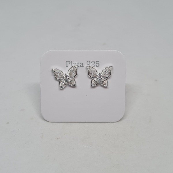 Producto - Aros mariposa con cristal blanco - 0