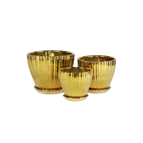 Producto - MACETA CALADA DORADO BRILLANTE XL