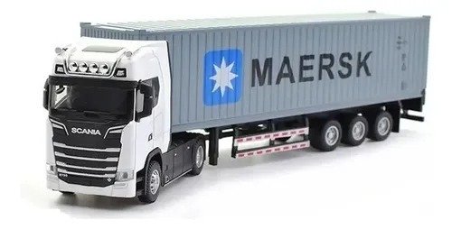 Producto - Camión de Juguete Scania con Acoplado Contenedor BLANCO - 0