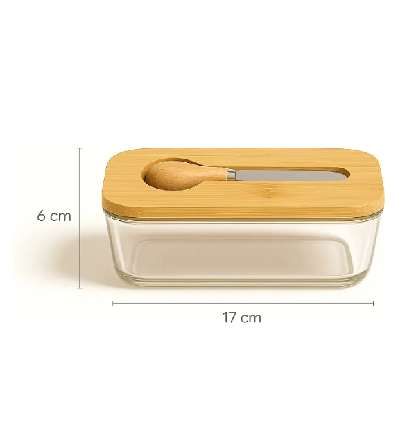 Producto - Contenedor de vidrio y bambú