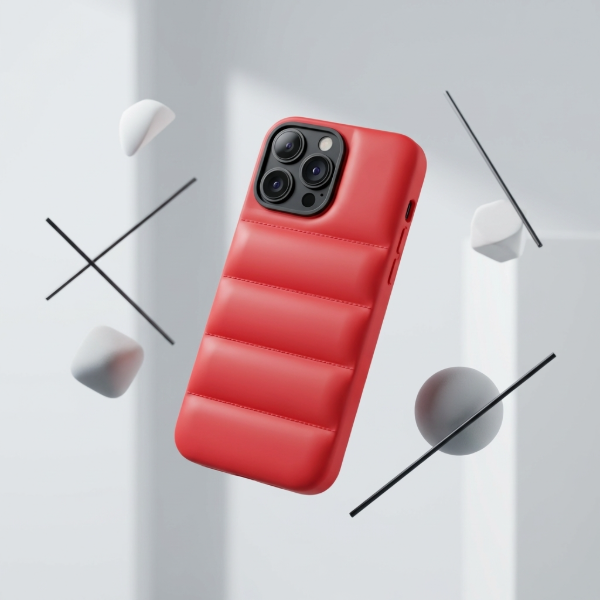 Producto - Puffer rojo + cubrecamara negro