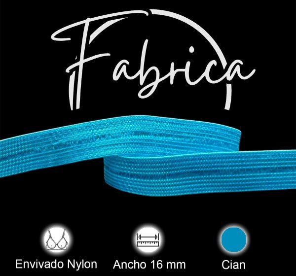 Producto - Envivado o Elástico Partido Cian 16mm rasado nylon (1 metro)