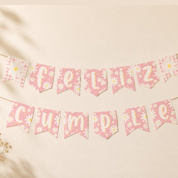 Producto - Banderin Feliz cumple Rosa
