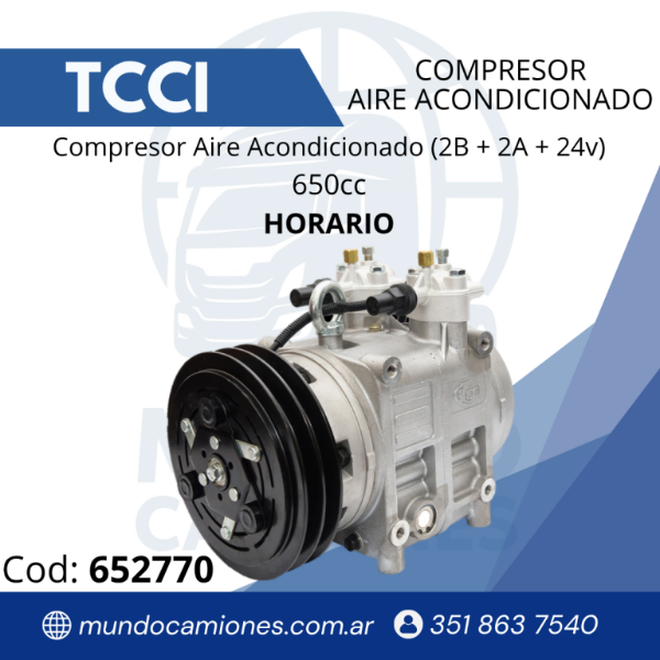 Producto - Compresor Aire Acondicionado Colectivo 650cc Horario 2A+2B+24V QPS65-2770