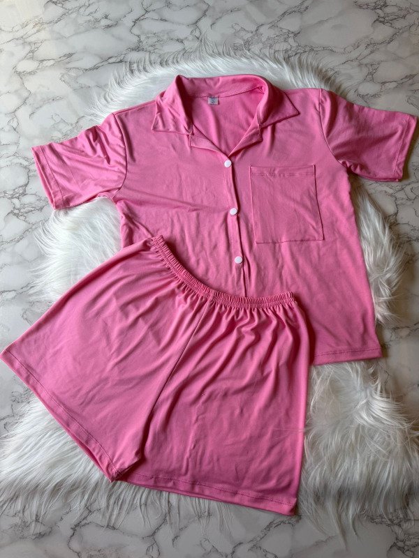 Producto - Pijama camisero liso - Rosa Nuevo