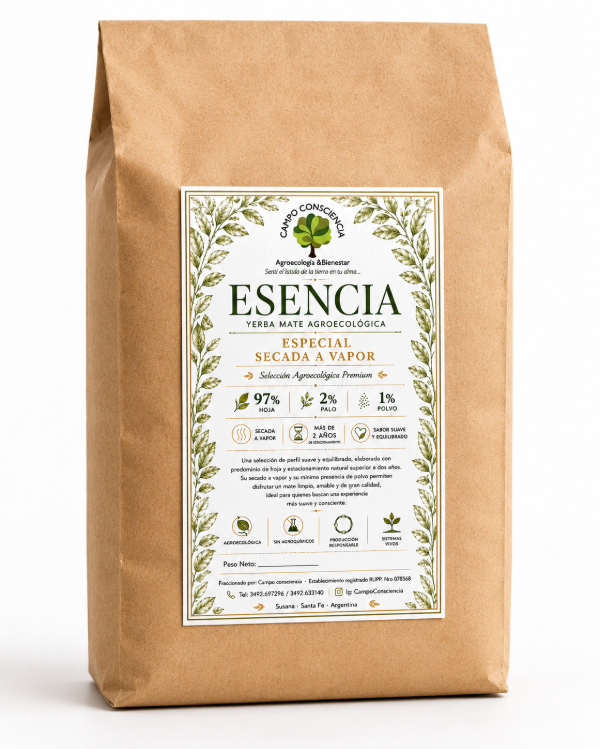 Producto - Yerba Mate ESENCIA - Agroecológica - Especial secada a vapor